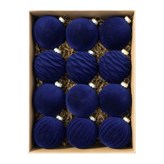 Ohmyroo 12-Piece Navy Blue Christmas Ball Ornament Set with Hanging Design, Hanging Tree Bauble Collection for Trees and Garland Displays, Christmas Tree Ball Decoration for Home and Party
