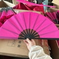 thumbnail image 3 of Large Folding Hand Fans: 2 Pack Premium Fabrics Folding Handheld Fan, Rave Fan with Thickened Plastic Frame, for Men and Women Performance, Dance, Decorations, Festival, Gift (Rose Red), 3 of 7