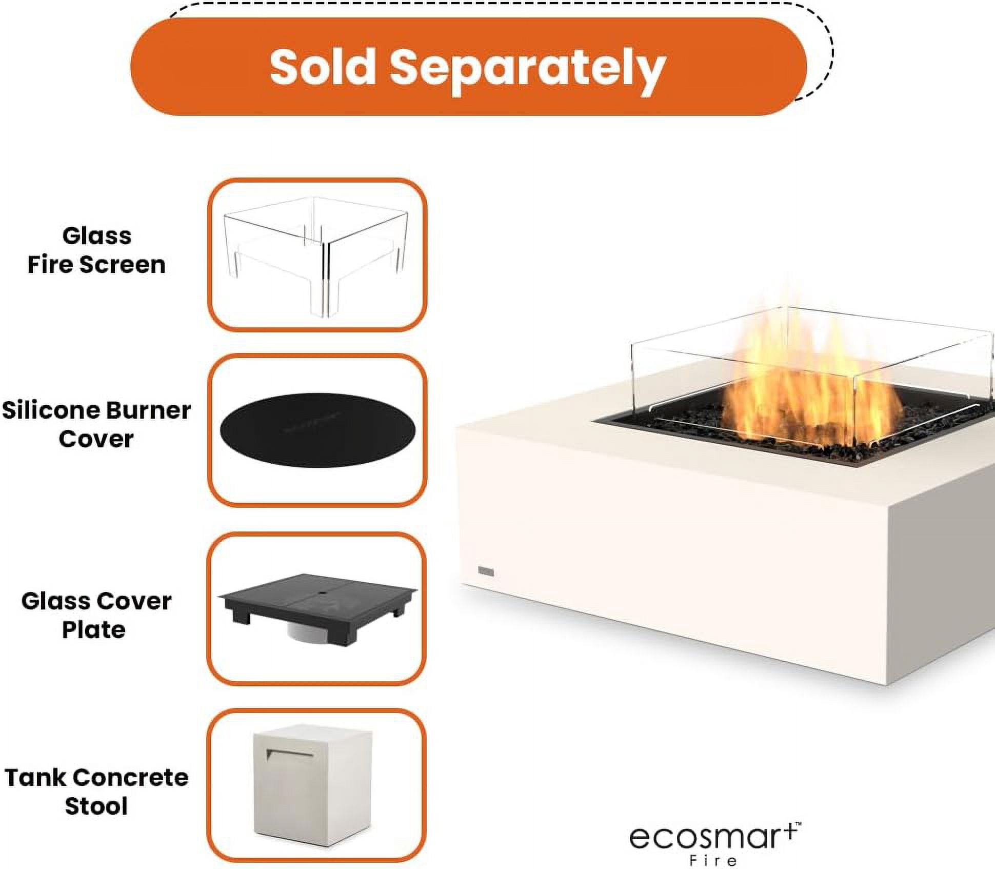 Ecosmart | Base 40 Fire Pit Table | Bone Color | Stainless Steel Gas Burner | Elegant Curved Design with Versatile Wide Lip | Complements Any Decor and Setting