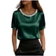 thumbnail image 3 of TaTaai Women's Office Casual Top Short Sleeve Round Neck Pearl Accent Solid Color Summer Blouse Professional Loose Fit Shirt Gift, 3 of 5