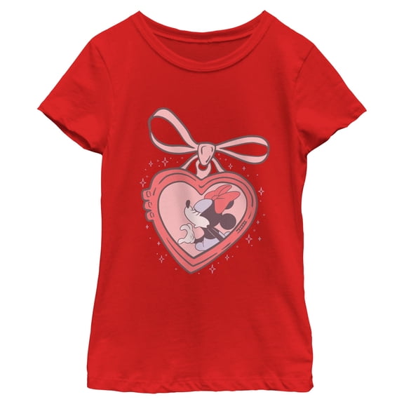 Girls Minnie Mouse Adorable Minnie Heart Locket T Shirt
