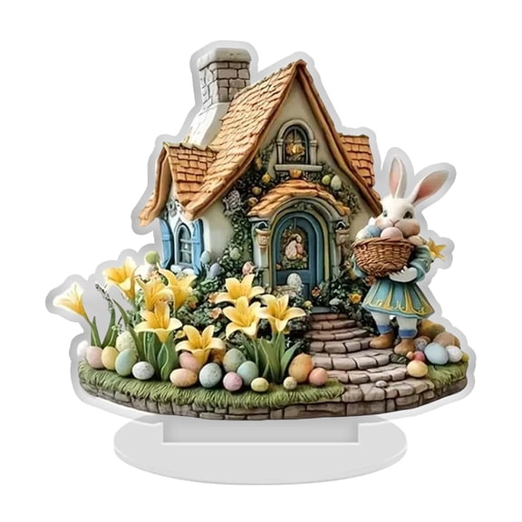 Easter Table Decorations, Multi - Tiered Bunny Tray Decor, Easter Bunny Signs, Easter Happy Center Ornaments, Colorful Acrylic Bunnies - Exquisite With Adorable Flowers, Bows,