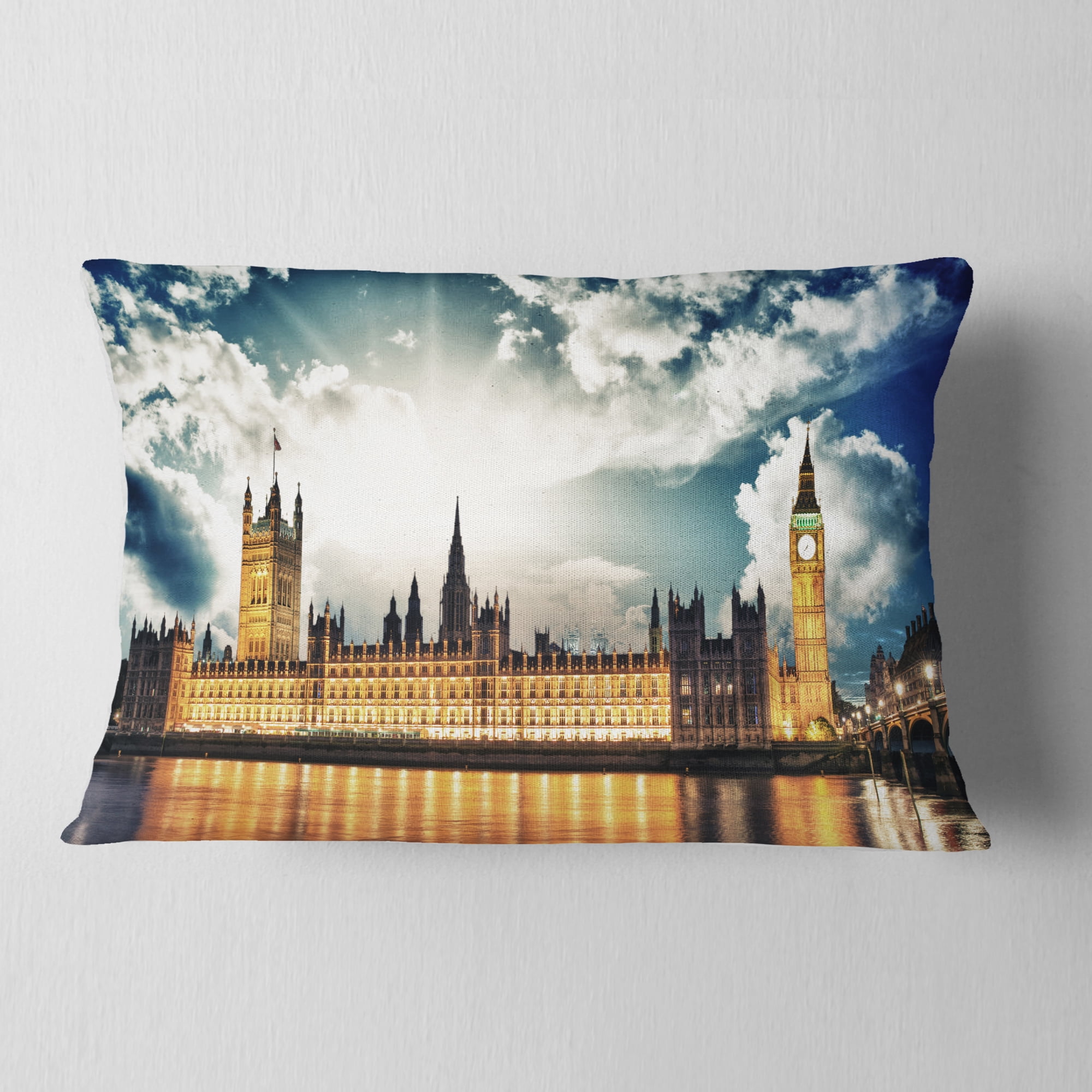 Designart Big Ben UK and House of Parliament - Throw Pillow - 12x20