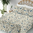 thumbnail image 3 of Ambesonne Cottagecore Fitted & Flat Sheet with Shams 4 Pcs Set, Birds on Branches Art, Full, Cream and Dark Lavender, 3 of 5