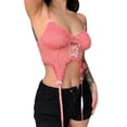 thumbnail image 4 of hirigin Women's Floral Lace Corset, Sleeveless V Neck Cut Out Irregular Hem Bustier Crop Tops, 4 of 9