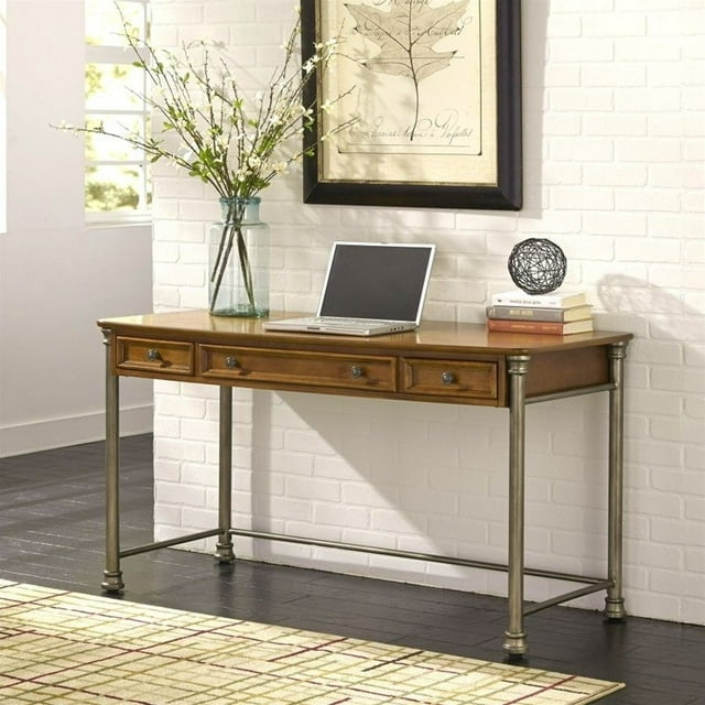 Home Styles The Orleans 3 Drawer Wood Writing Desk in Caramel
