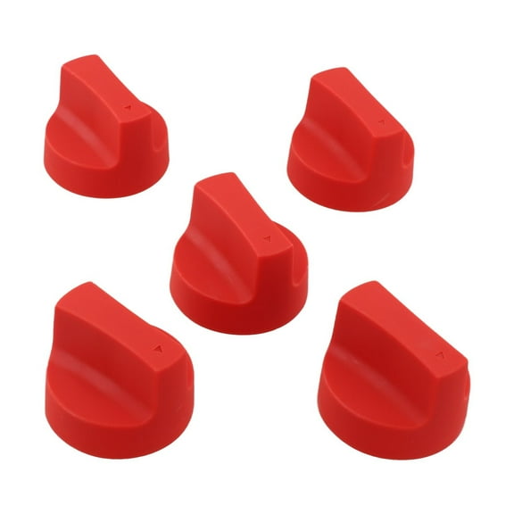 5 Pack 50mm Gas Stove Knobs for Cooking Appliances - Red and Black Replacement Oven Control Knobs with 8mm Stem