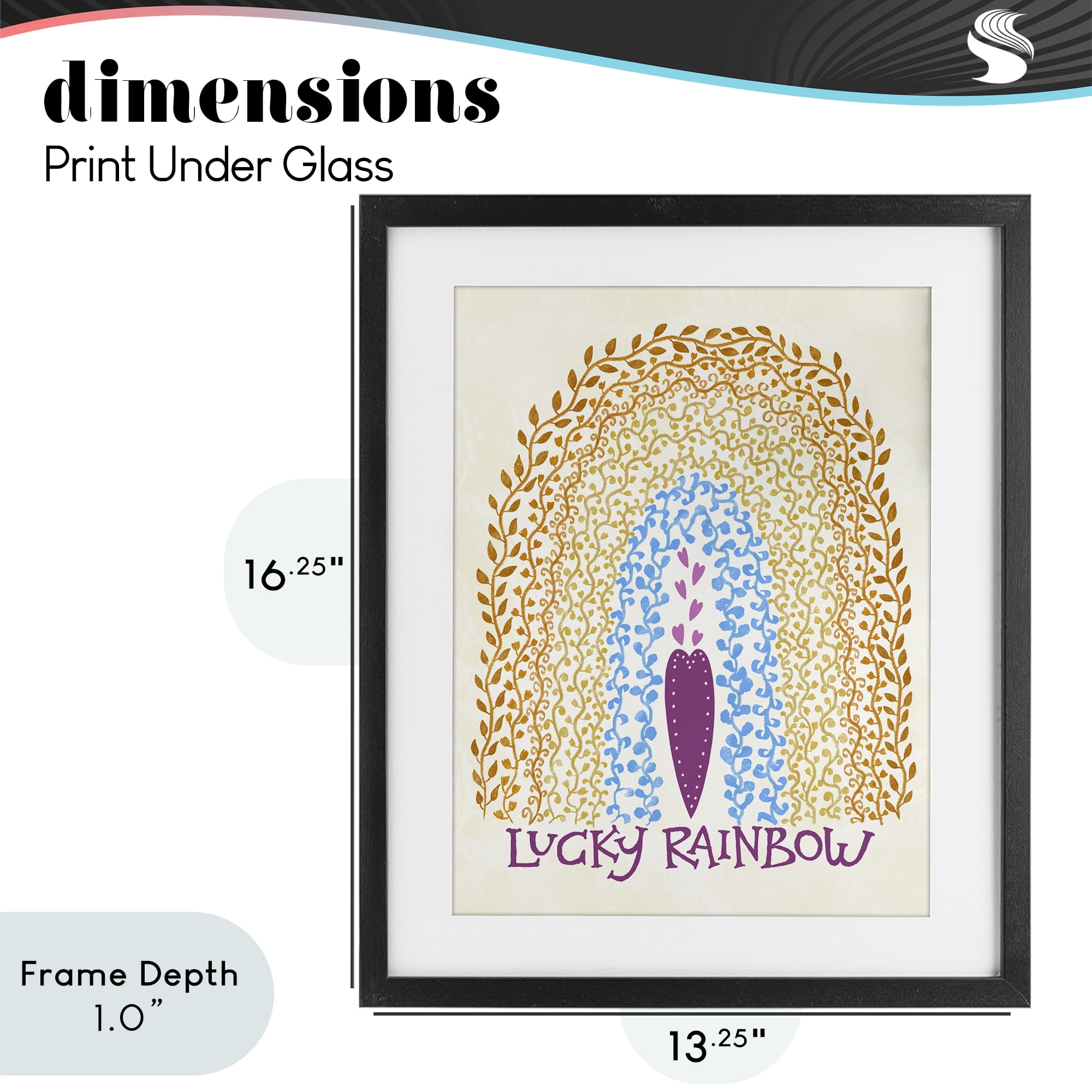 Stupell Industries Boho Lucky Rainbow Black Framed Print Under Glass, design by Connie Summers