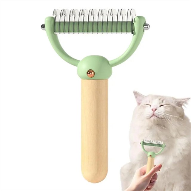Cepillo para Rastrillo de Capa Inferior, Peines para Gatos para el Cuidado de Gatos de Pelo , Rastrillo de Capa Inferior de Doble Cara, Rastrillo para Desenredar Mascotas A