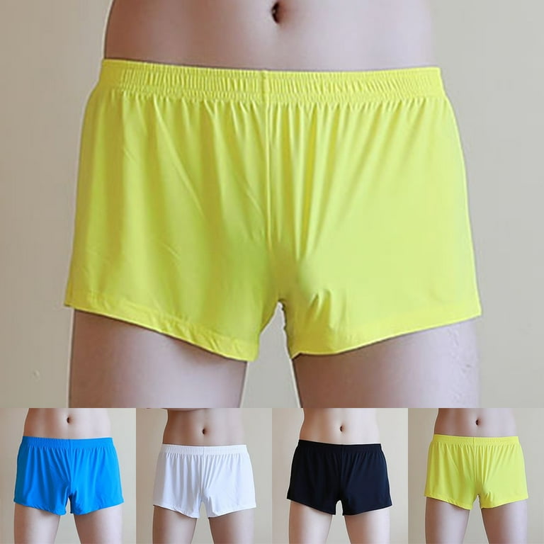 YIWEI Men Ice Silk s Shorts Underwear Soft Pajama Lounge Home Sleep Shorts Blue 2XL