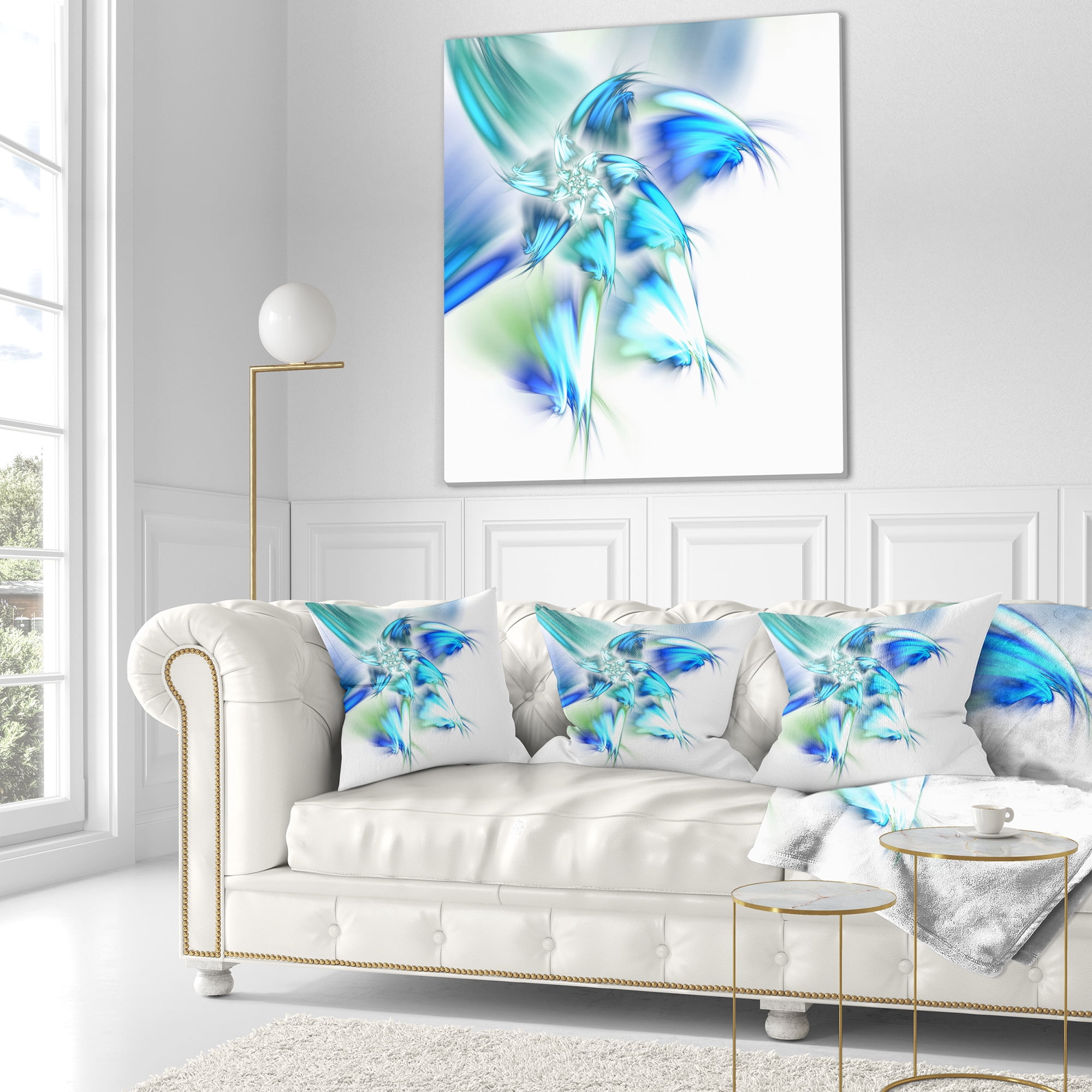 Designart 18" x 18" Blue Polyester Throw Pillow