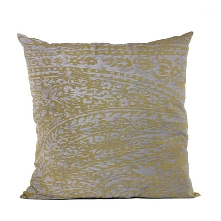 Plutus 16 x 16 Golden Leaf Jacquard Luxury Throw Pillow in Yellow Plutus 16 x 16 Golden Leaf Jacquard Luxury Throw Pillow in Yellow
