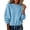 Blue, variant on Women Drawstring Hem Sweatshirt Sevevn Crew Neck Drop Shoulder Relaxed Fit Fleece Fabric Long Sleeve Drawstring Hem Cropped For Casual Daily Wear