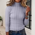 thumbnail image 6 of Women's Knitted High Neck Pullover Sweater â Long Sleeve Striped Turtleneck, Soft Warm Cozy Casual for Cold Weather Comfort, 6 of 8