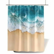 Shower Curtains for Bathroom-36"x78",Summer Watercolor Coastal Beach Waterproof Bath Curtain Grommet Shower Curtain Set with Hooks,Nautical Sea Ocean Waves Washable Bath Accessories