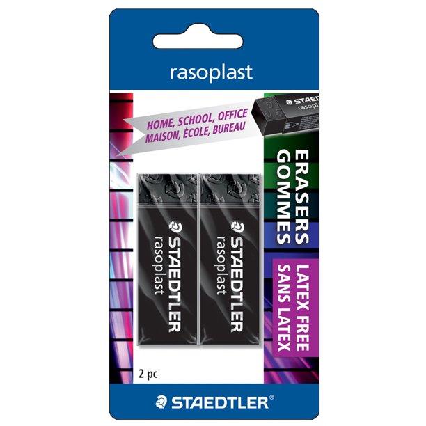 Black Erasers 2Pack Blister