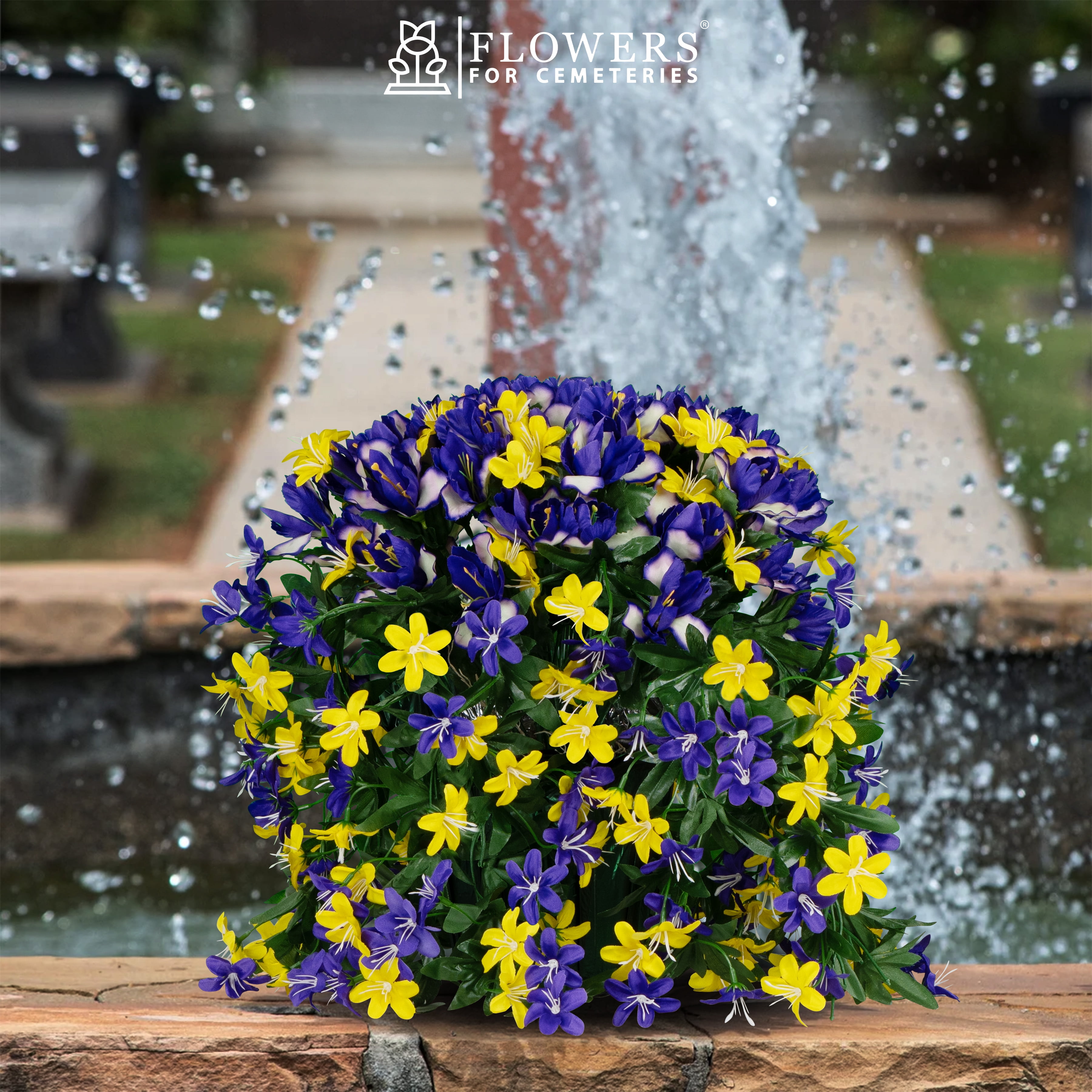 Sympathy Silks Artificial Flowers Outside Weighted Trailing Purple iris and Stargrass Wildflowers Pot
