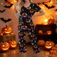 thumbnail image 3 of Women's Halloween Loungewear Set Short Sleeve Crew Neck Top and Capri Pants with Pockets All Over Ghost Pattern Breathable Soft Pajama Set for Daily Casual Wear Multicolor L, 3 of 6
