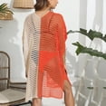 thumbnail image 5 of Cavosen Womens Swimsuit Cover up Crochet Woven Hollow Out Shirt Bikinis Swimsuit Cover Ups Short Sleeve V-Neck Sheer Woven Swimwear Kaftan Color Patchwork Bathing Suit Kimono, 5 of 5