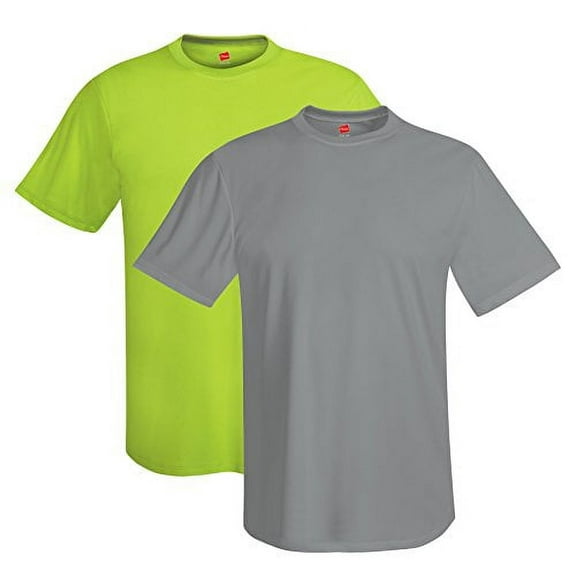 Hanes 4 oz NANO-T Cool Dri T-Shirt (Pack of 2) (1 Graphite / 1 Safety Green)