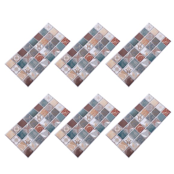 6Pcs Peel and Stick Wallpaper, PVC Self Adhesive Backsplash Tiles Wall Paper, Wate and Oil Proof, 5.9x11.8in DIY Kitchen Wall Tile Sticker for Kitchen Countertop Cabinet