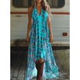 thumbnail image 6 of Women Wild Floral Print Backless Sexy Beach Bohemian Maxi Dress Lady High-Low Tassel Strapless Vacation Boho Dress, 6 of 6