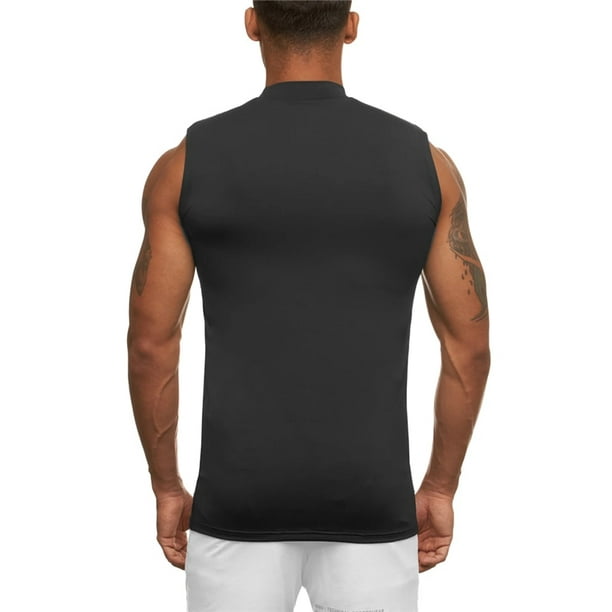 Men's Sleeveless Workout Shirts Quick Dry Athletic Tanks - Heather Black / S