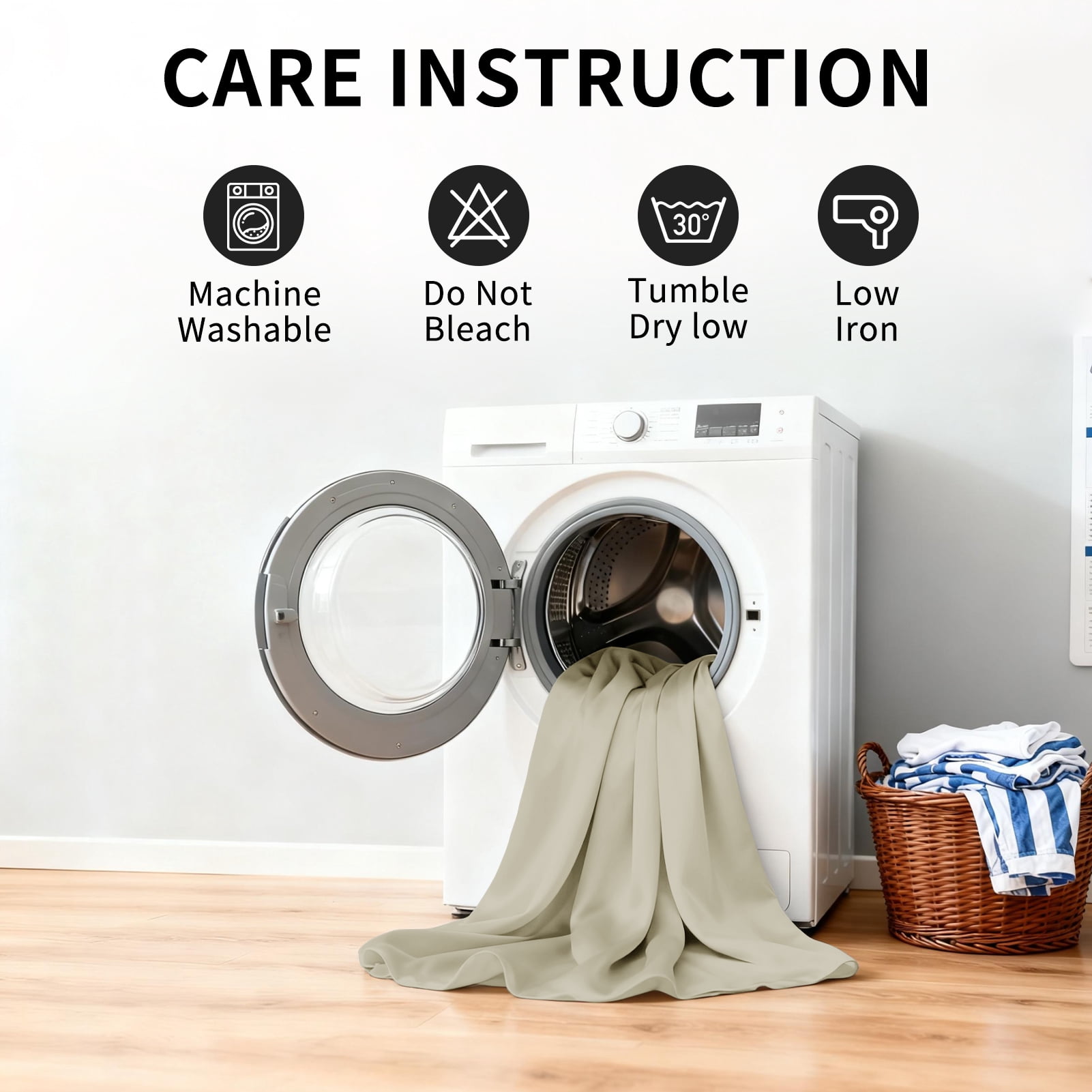 NEWEEN Blackout Curtains Thermal Insulated & Warm Protecting Curtains Eyelet for Living Room/ Bedroom, 52”W x 84”L,2 Panels,Cream Natural Curtains