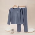 thumbnail image 2 of Odeerbi Kids Boys Girls Long Johns Fleece Lined Thermal Underwear Set Base Layer Set Children's Baby Winter Round Neck Padded Pajamas Tops Pants Set Home Clothing Dark Gray, 2 of 4