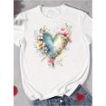 thumbnail image 2 of Love Valentine'S Day Flowers Graphic Print t-shirt, Short Sleeve Crew Neck Casual Top For Summer Women'S Clothing, 2 of 7