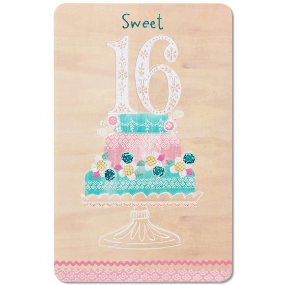 Carte d'Anniversaire de Voeux Américains Doux 16 avec des Paillettes