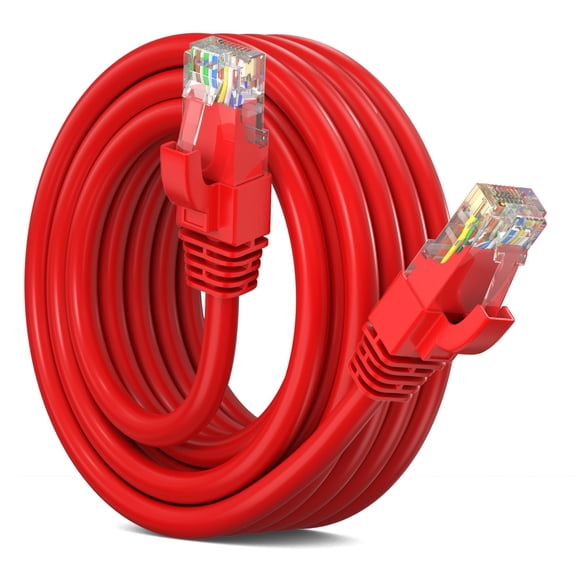 Maximm Cat 6 Ethernet Cable 15 ft - High-Speed LAN Cable, Internet Cable, Patch Cable, and Network Cable - UTP, 10Gbps, 550MHz Ethernet Cord - Red