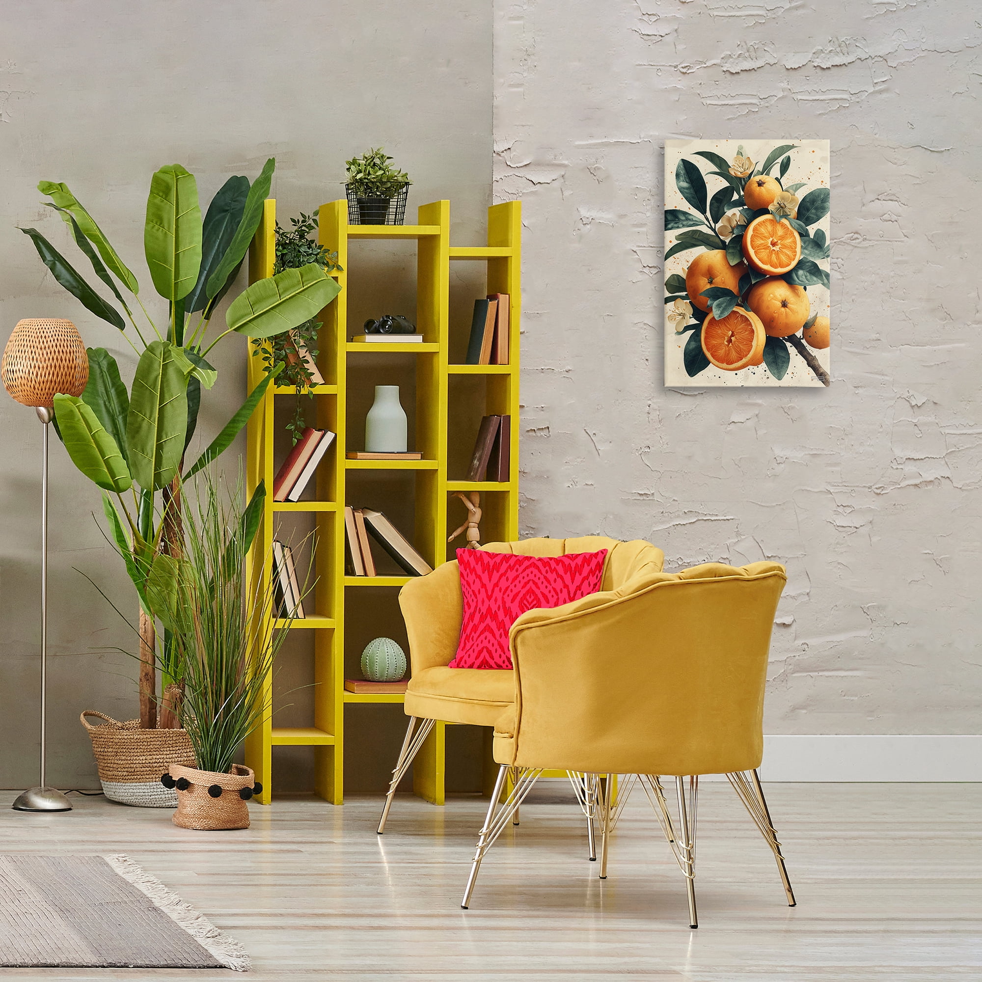 Stupell Industries Vibrant Citrus Branch Food & Beverage Painting Wrapped Canvas Art Print Wall Art, 16 x 24