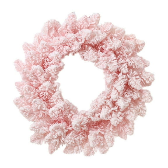 BNNG Pink Pine Flocked Christmas Wreath Artificial Snowy Fir Christmas Wreaths for Front Door Hanging Winter Holiday Wreath Christmas Decorations Indoor for Windows Fireplace Wedding Party Decor