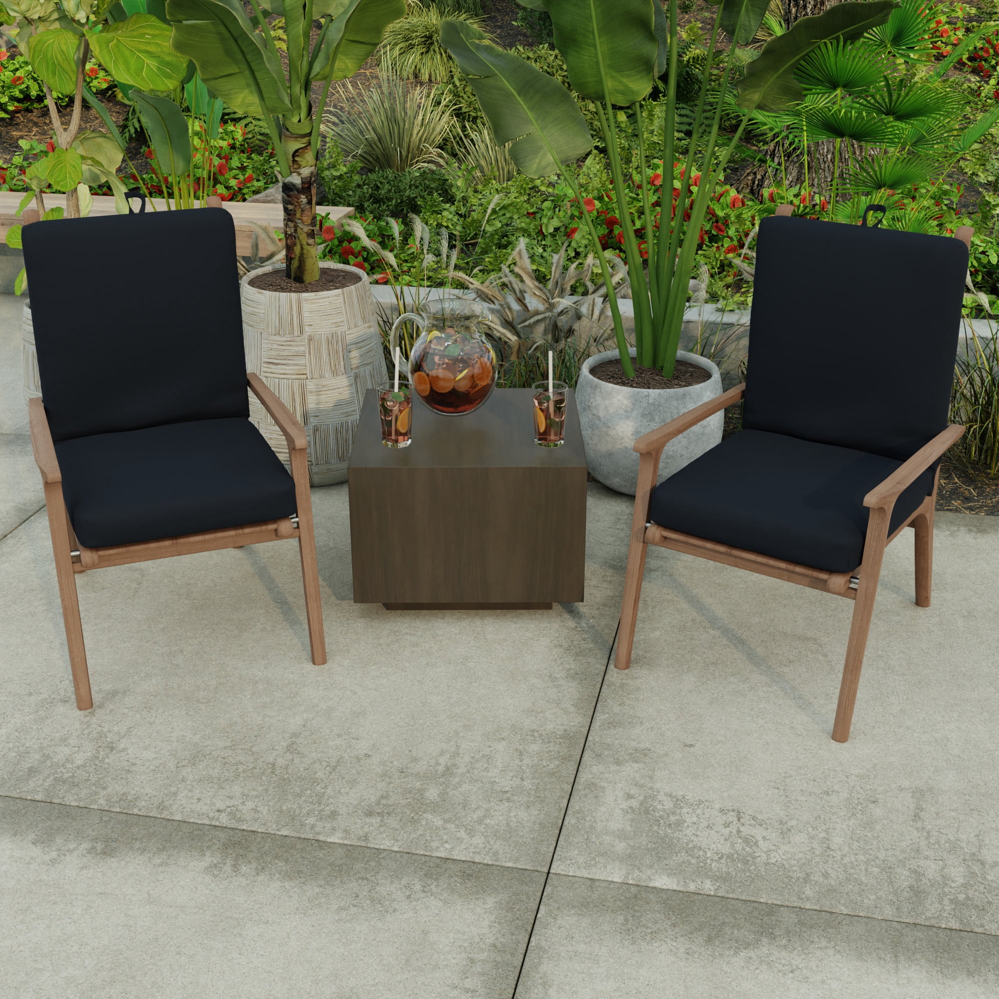 Jordan Manufacturing 44" x 21" Navy Solid Rectangular Outdoor Chair Cushion with Ties and Hanger Loop
