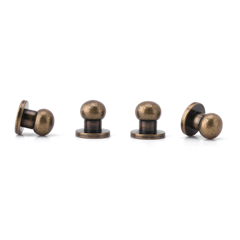 10 20 50 100 bronze tête bouton Stud Screwback Cuir VIS LAITON 5 mm 6 mm 8 mm