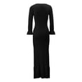 thumbnail image 5 of Women's Casual Long Sleeve Knit Dress Elegant Bodycon Vacation Maxi Dress Slim Fit Winter Fall Outfit Rose Outfits Ruffle Dress Casual Dress Dress Women Vintage Dress Women Maxi Dresses Summer Long, 5 of 6