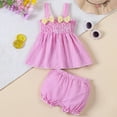 thumbnail image 2 of Sopiago Toddler Baby Girl Summer Clothes Flower Embroidery Sleeveless Smocked Tops and Shorts Set Cute Two Piece Baby Girl Outfits Hot Pink,6-9 Months, 2 of 3