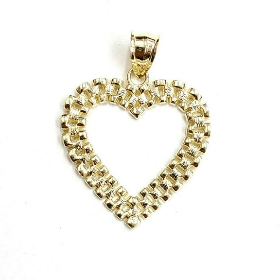 New 10k yellow gold heart pendant charm love Amor fine gift women jewelry 1.9g