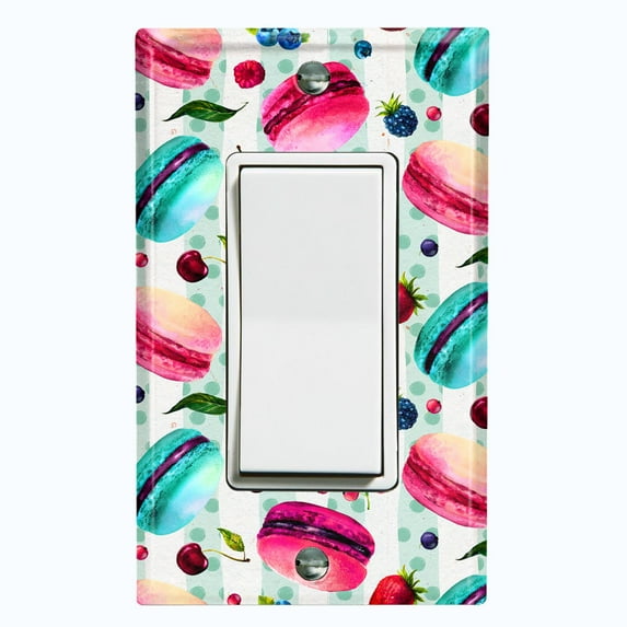Metal Light Switch Plate Cover Macaroon Fruit Leaves French Desserts CAK016