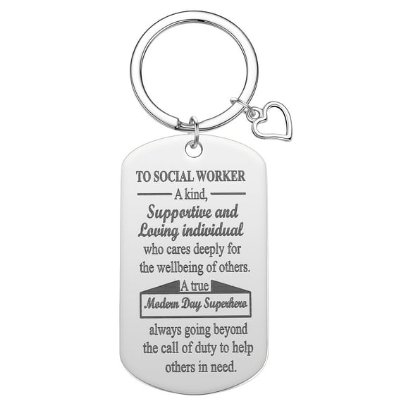 Social Worker Keyring Volunteer Love Heart-Shaped Thank You Keychain Stainless Steel Pendant Key Chain Jewelry Gift