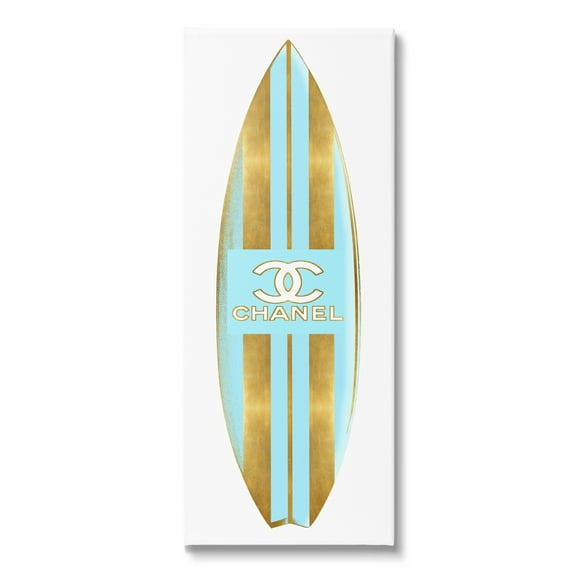 Stupell Industries Striped Turquoise Surfboard Glam Designer Fashion Motif Canvas Wall Art, 20 x 48, Design by Madeline Blake
