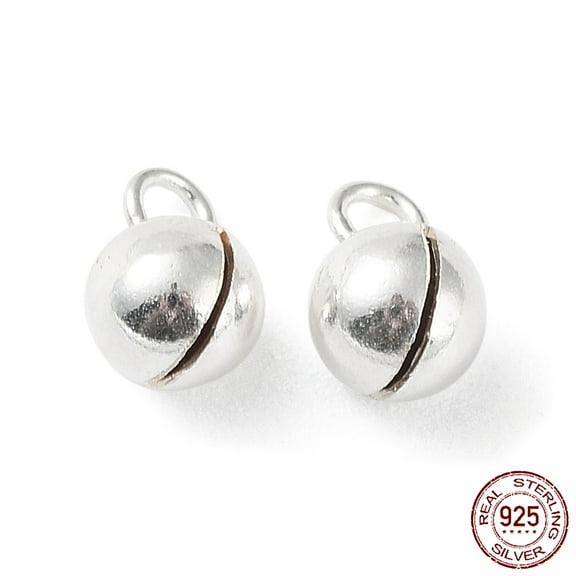 925 Sterling Silver Pendants Soniferous Bell Charm Silver 6.4x4x4.2mm Hole: 1.5mm