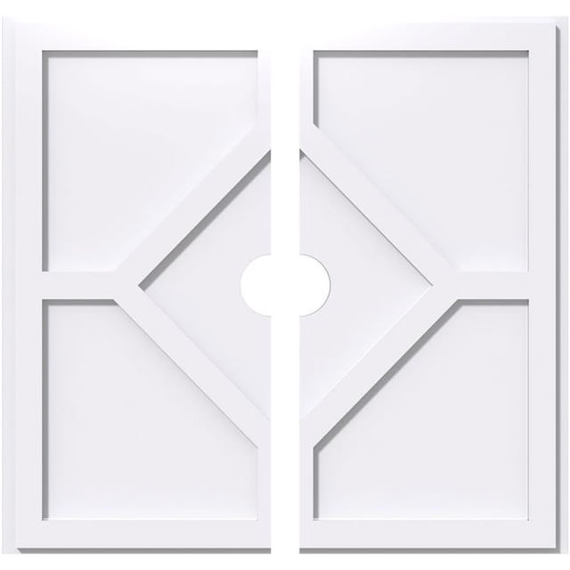 Ekena Millwork CMP38EY2-04000 38 in. OD x 4 in. ID Square Embry Architectural Grade PVC Contemporary Ceiling Medallion - 2 Piece