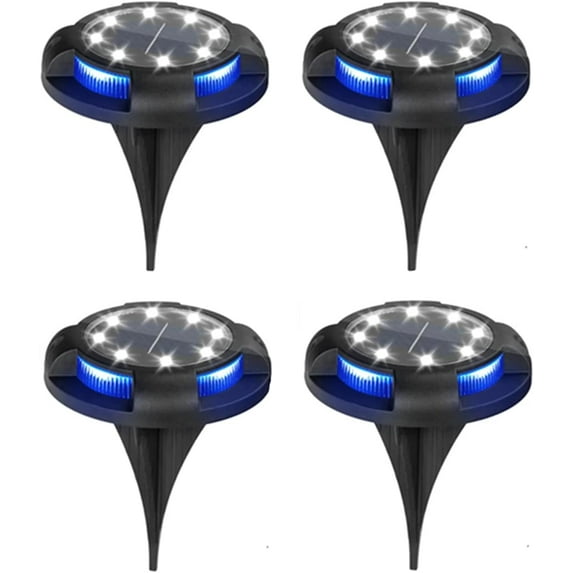 LINLIN Solar Garden Lights Outdoor, 4 Pack 8LED Solar Lawn Lamp, Outdoor Waterproof Lighting Decoration Stainless Steel Buried Lamp Path Lights Landscape Lights