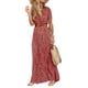 thumbnail image 2 of Vestido maxi largo floral de manga corta para mujer, vestido casual de noche de fiesta boho para mujer, ropa de mujer, 2 of 4