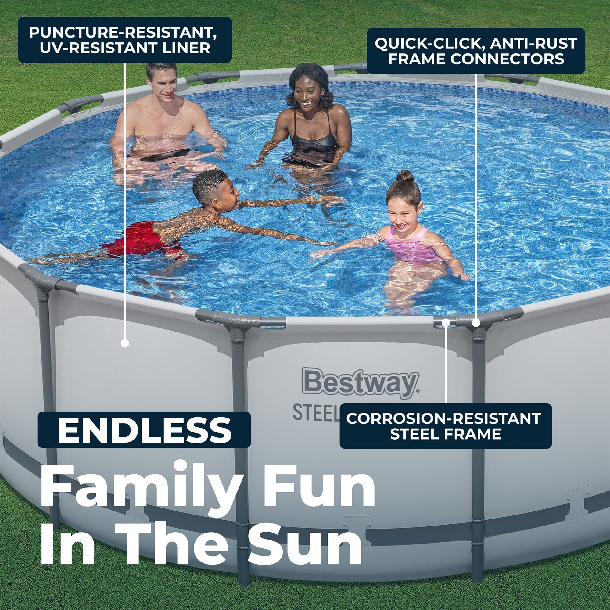 Bestway Steel Pro MAX 13'x48" Metal Frame Above Ground Pool Set w/ Pump, Ladder, & Cover