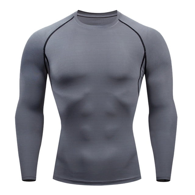Men's Fitness Performance Long Sleeve Running Top for Men with Thermal Muscular Support and Athletic Gym Compression