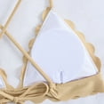 thumbnail image 7 of Swimsuits Women 3 Piece Scalloped Cross Back Bikini Sets with Elastic Waist Shorts Summer Beach Bathing Suits (XL, Beige), 7 of 7