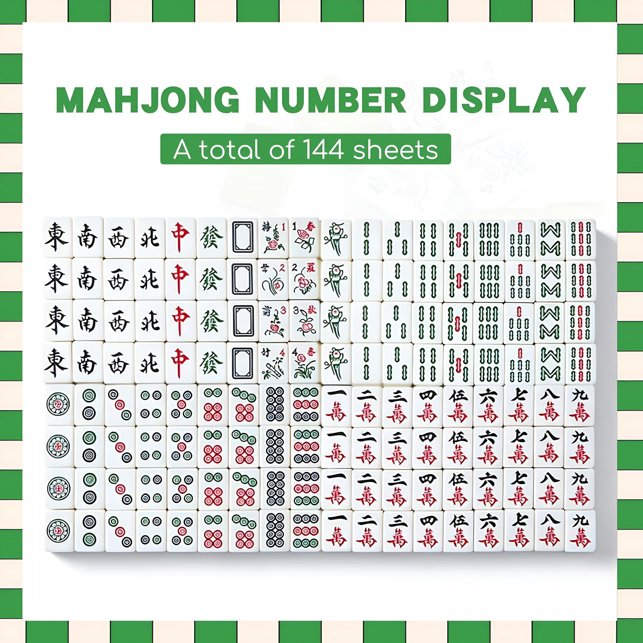 BESTSKY Mini Chinese Mahjong Set 144Pcs Traditional Travel Game with Case,Portable Small Mahjong for Beginners Travel Mahjong Set(0.94 × 0.67 × 0.47)